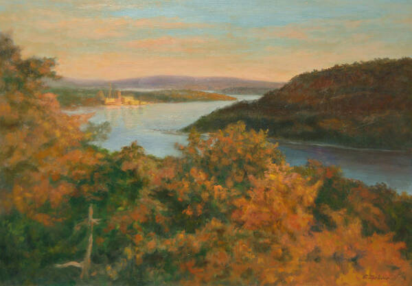 Landscape Poster featuring the painting Autumn Hudson Highlands by Phyllis Tarlow
