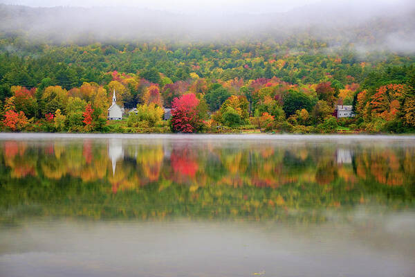 New Hampshire Poster featuring the photograph Autumn Reflections, Eaton, NH. by Jeff Sinon