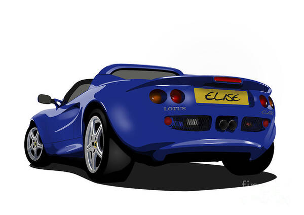 Sports Car Poster featuring the digital art Azure Blue S1 Series One Elise Classic Sports Car by Moospeed Art