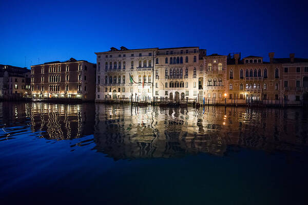 Notte Poster featuring the photograph B0008083 - Night Reflections on Grand Canal by Marco Missiaja