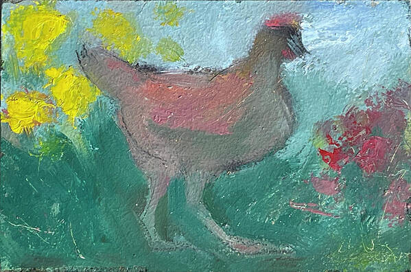 Chicken Poster featuring the painting Backyard Hen by Laura Lee Cundiff