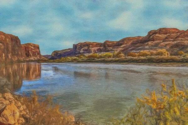 Water Poster featuring the painting Banks of the Colorado by Jeffrey Kolker