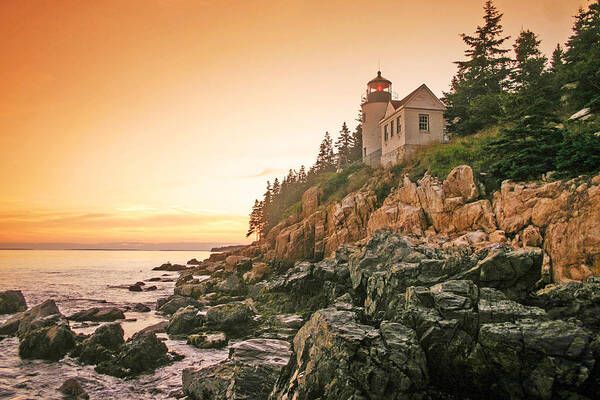 Maine Poster featuring the photograph Bass Harbor at sunset by Ed Stokes