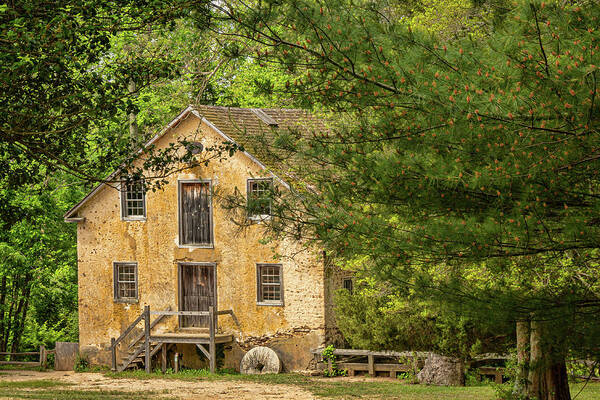 Gristmill Poster featuring the photograph Batsto Gristmill Framed By Trees by Kristia Adams