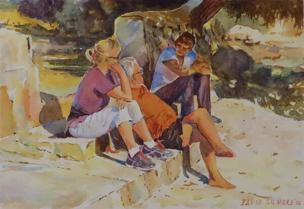 Beach Poster featuring the painting Beach Chat by David Gilmore