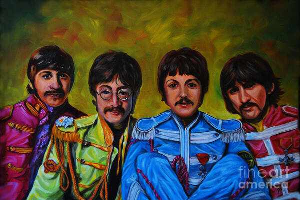Musicians Poster featuring the painting Beatles by Nancy Bradley