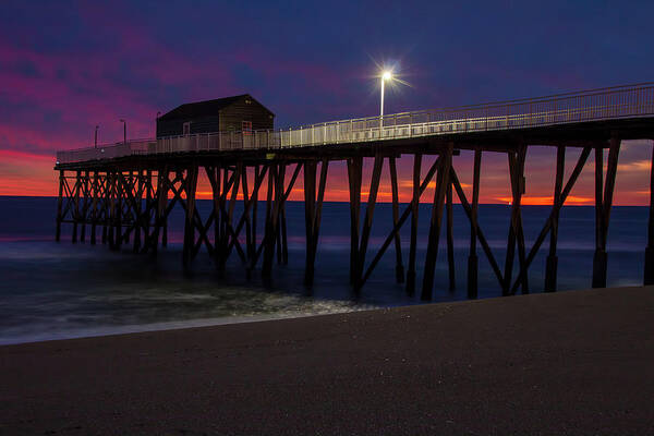 Atlantic Poster featuring the photograph Belmar Fishing Pier Before Dawn by Kristia Adams