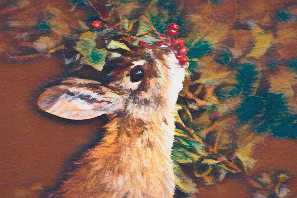 Rabbit Poster featuring the digital art Berry Bunny DP1 by Ernest Echols