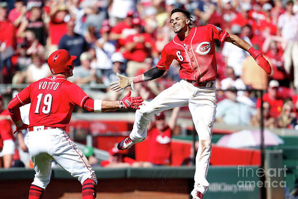 Great American Ball Park Poster featuring the photograph Billy Hamilton and Joey Votto by Kirk Irwin