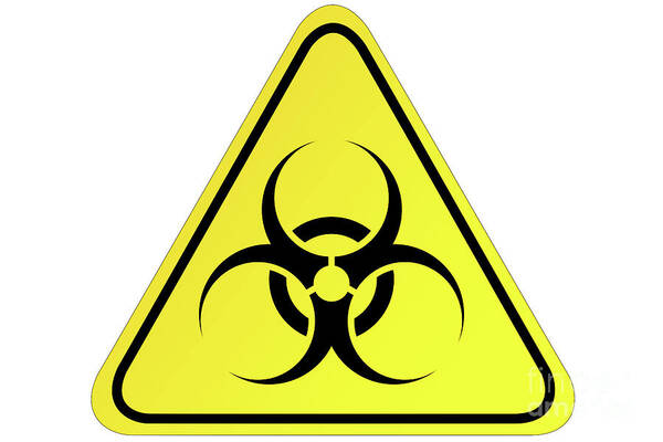 Biohazard Sign Poster featuring the photograph Biohazard sign on white background by Benny Marty