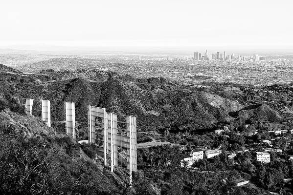 Los Angeles Poster featuring the photograph Black California Series - Hollywood Hills by Philippe HUGONNARD