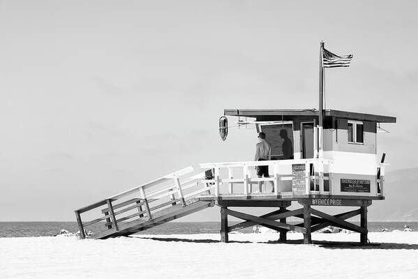 Venice Beach Poster featuring the photograph Black California Series - Venice Beach Lifeguard Tower by Philippe HUGONNARD