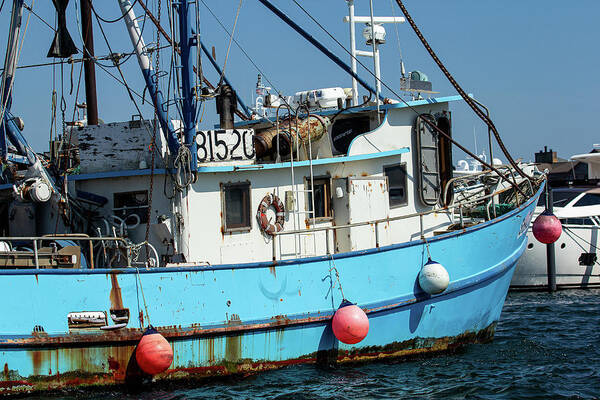 Boat Poster featuring the photograph Blue Fishing Boat by Denise Kopko
