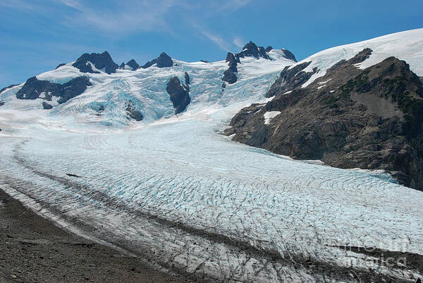 Blue Glacier Poster featuring the photograph Blue Glacier on Mount Olympus in Olympic National Park #2 by Nancy Gleason