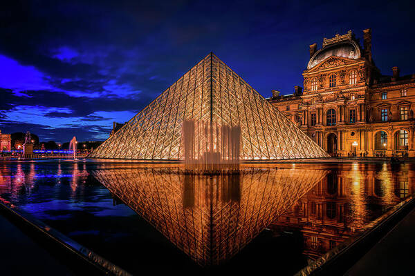 Blue Hour Poster featuring the photograph Blue Hour at the Louvre by Kevin McClish