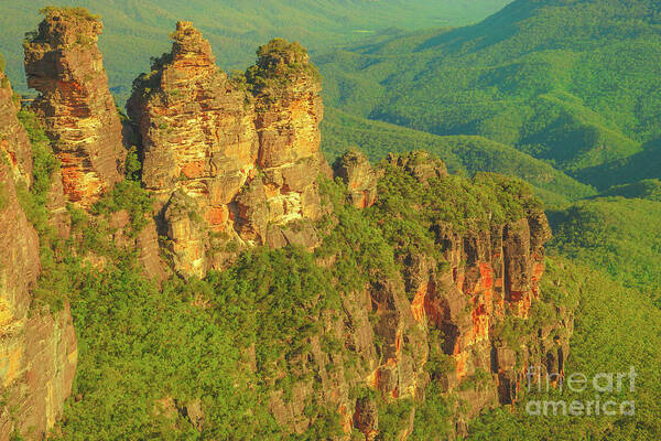 Australia Poster featuring the photograph Blue Mountains Three Sisters by Benny Marty