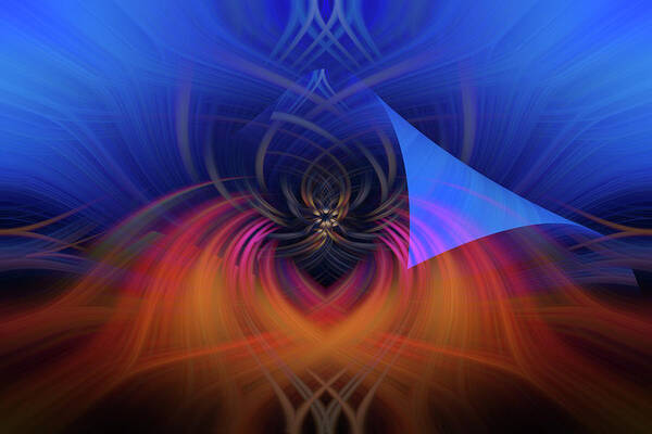 Abstract Poster featuring the digital art Blue twivel by Karlaage Isaksen