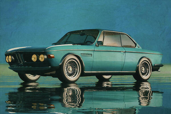 Classic Car Poster featuring the digital art BMW 3.0 CSi From 1971 by Jan Keteleer