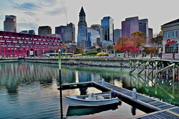Boston Poster featuring the photograph Boston at Waters Edge by Frozen in Time Fine Art Photography