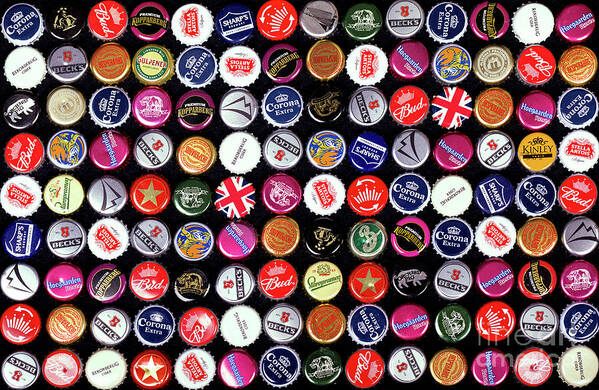 Bottle Poster featuring the photograph Bottle cap background by Jane Rix