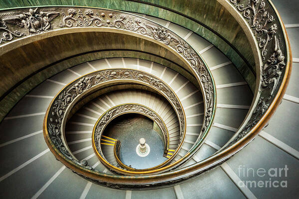 Bramante Staircase Poster featuring the photograph Bramante Spiral Staircase Vatican City by Neale And Judith Clark