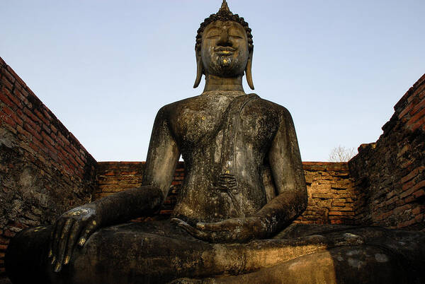 Sukhothai Poster featuring the photograph Buddha Statue, Sukhothai Kingdom Ruins, Thailand by Earth And Spirit