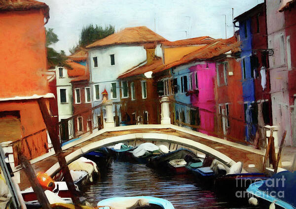 Boats Poster featuring the photograph Burano Bridge - Revised 2020 by Xine Segalas