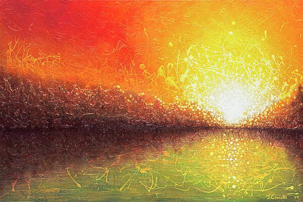 Abstract Poster featuring the painting Bursting Sun by Jaison Cianelli