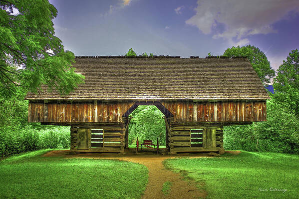 Reid Callaway Cades Cove Cantilever Barn Images Poster featuring the photograph Cades Cove's Cantilever Barn Architectural Landscape Art by Reid Callaway