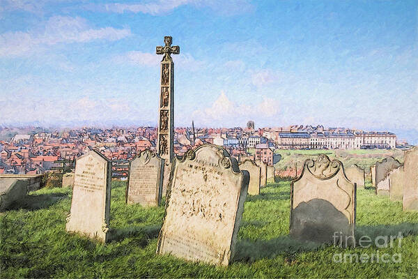 Whitby Poster featuring the photograph Caedmon Cross, Whitby, North Yorkshire, UK by Philip Preston
