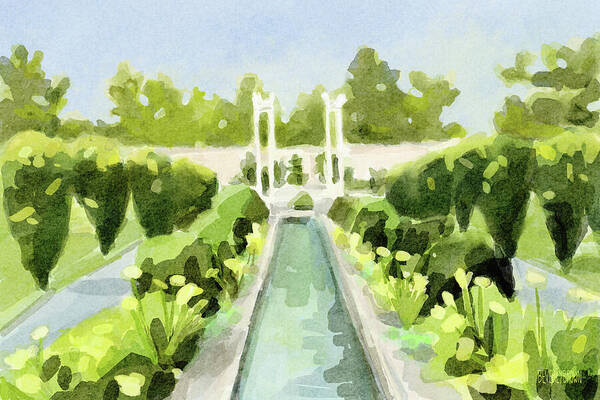 Untermyer Gardens Poster featuring the painting Canal Untermyer Gardens by Beverly Brown