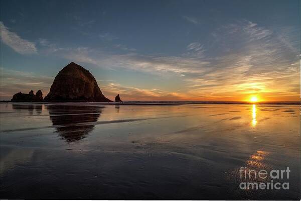 Cannon Beach Poster featuring the photograph Cannon Beach Dusk Conclusion by Mike Reid