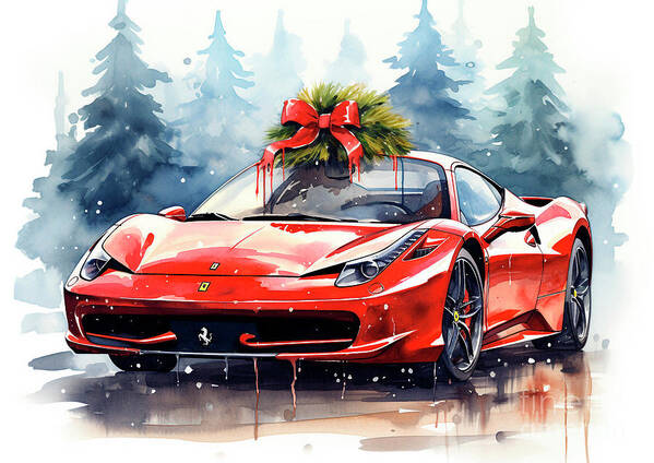 Car 642 Vehicles Ferrari 458 Italia vintage with a Christmas tree and some  Christmas gifts Poster by Clark Leffler - Fine Art America