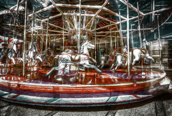 Merry-go-round Poster featuring the digital art Carousel Of Time by Wayne Sherriff
