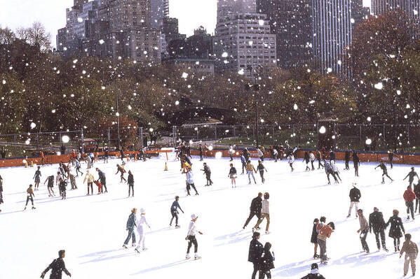 New York Poster featuring the photograph Central Park Skaters Color by Russel Considine
