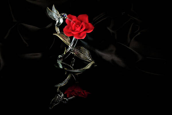 Lightpainted Rose Poster featuring the photograph Ceramic Rose by Steve Templeton
