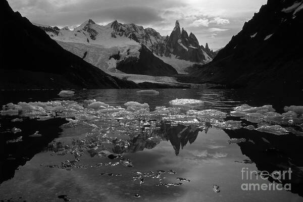 Patagonia Poster featuring the photograph Cerro Torre black and white Patagonia Argentina by James Brunker