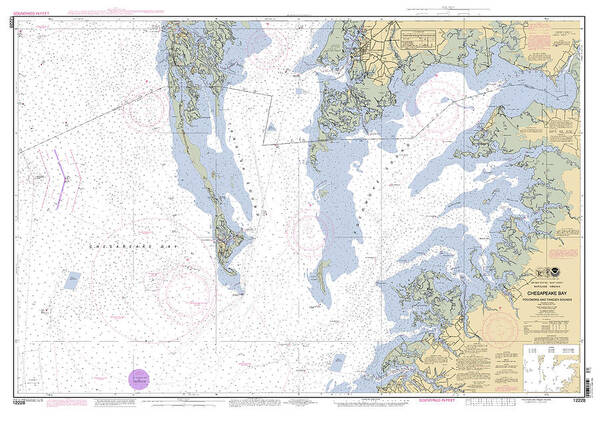 Chesapeake Bay Pokomoke And Tangier Sounds Poster featuring the digital art Chesapeake Bay Pokomoke and Tangier Sounds, NOAA Chart 12228 by Nautical Chartworks