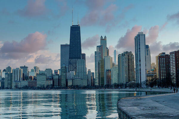 Chicago Poster featuring the digital art Chicago Lakefront Dusk by Todd Bannor