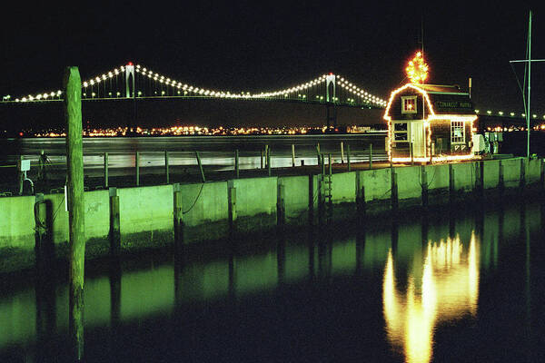 Newport Bridge Poster featuring the photograph Christmas on the Bay by Jim Feldman