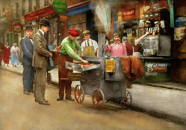 New York Poster featuring the photograph City - NY - The Yam Man 1915 by Mike Savad