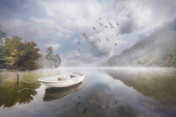 Birds Poster featuring the photograph Clouds in the Lake Painting by Debra and Dave Vanderlaan