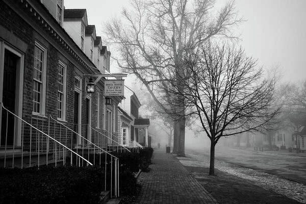 Colonial Williamsburg Poster featuring the photograph Colonial Williamsburg in Misty March by Rachel Morrison