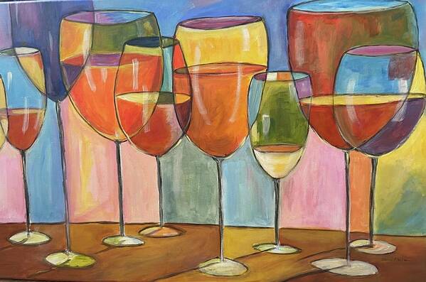 Color Poster featuring the painting Colorful Wine Glasses by Denice Palanuk Wilson
