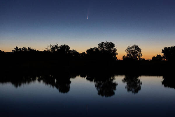 Comet Poster featuring the photograph Comet NEOWISE in the Pre-Dawn Hour by Tony Hake