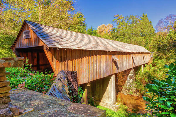 Atlanta Poster featuring the photograph Concord Covered Bridge Caretaker View by Donna Twiford