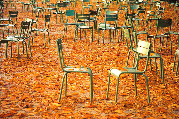 Paris Poster featuring the photograph Two Chairs by Claude Taylor