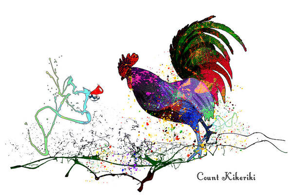 Coq Poster featuring the mixed media Count Kikeriki by Miki De Goodaboom
