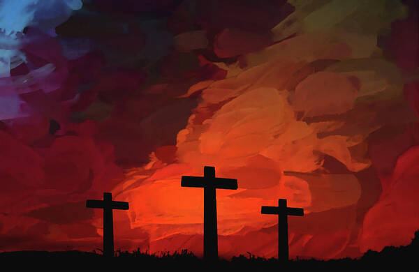 Crosses Of Calvary Poster featuring the mixed media Crosses Of Calvary by Movie Poster Prints