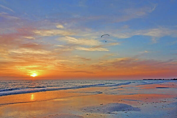 Paraglider Poster featuring the photograph Cruising The Beach by HH Photography of Florida